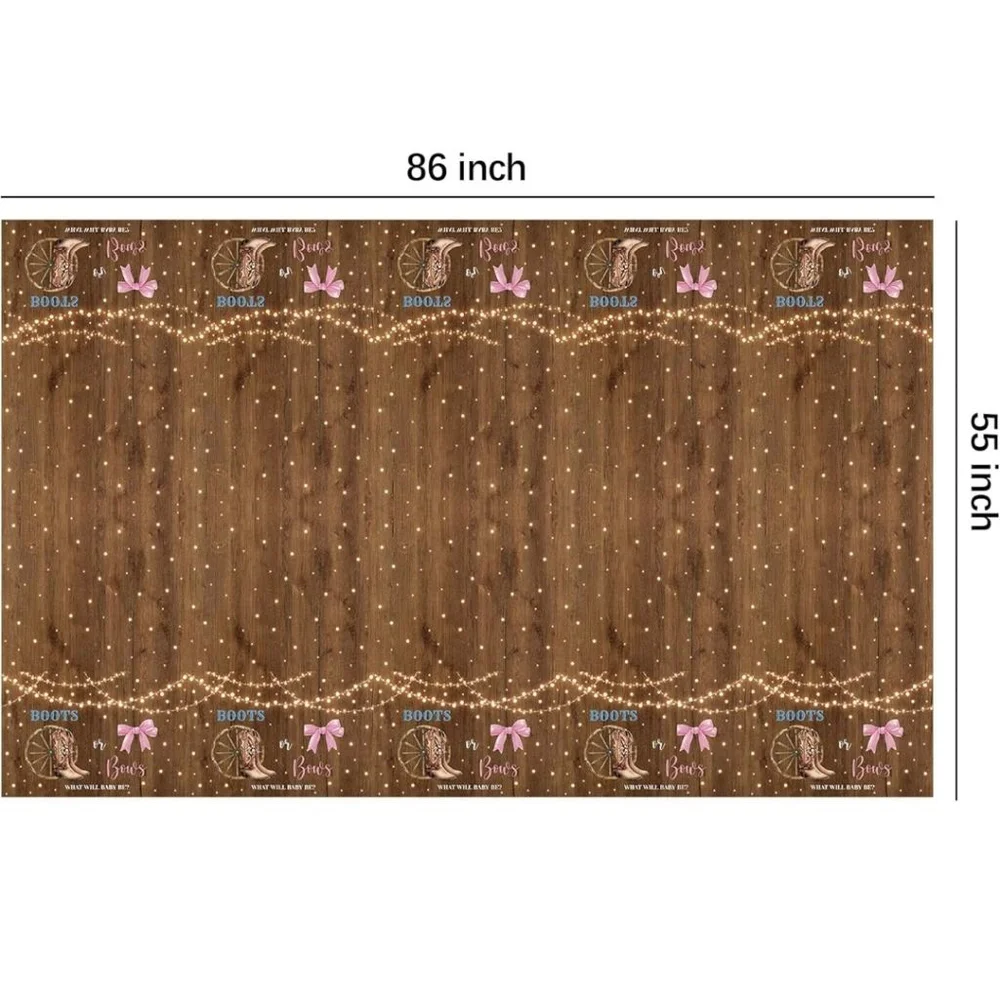 Boots or Bows Gender Reveal Party Decorations Banner and Table Cloths Brown Pink